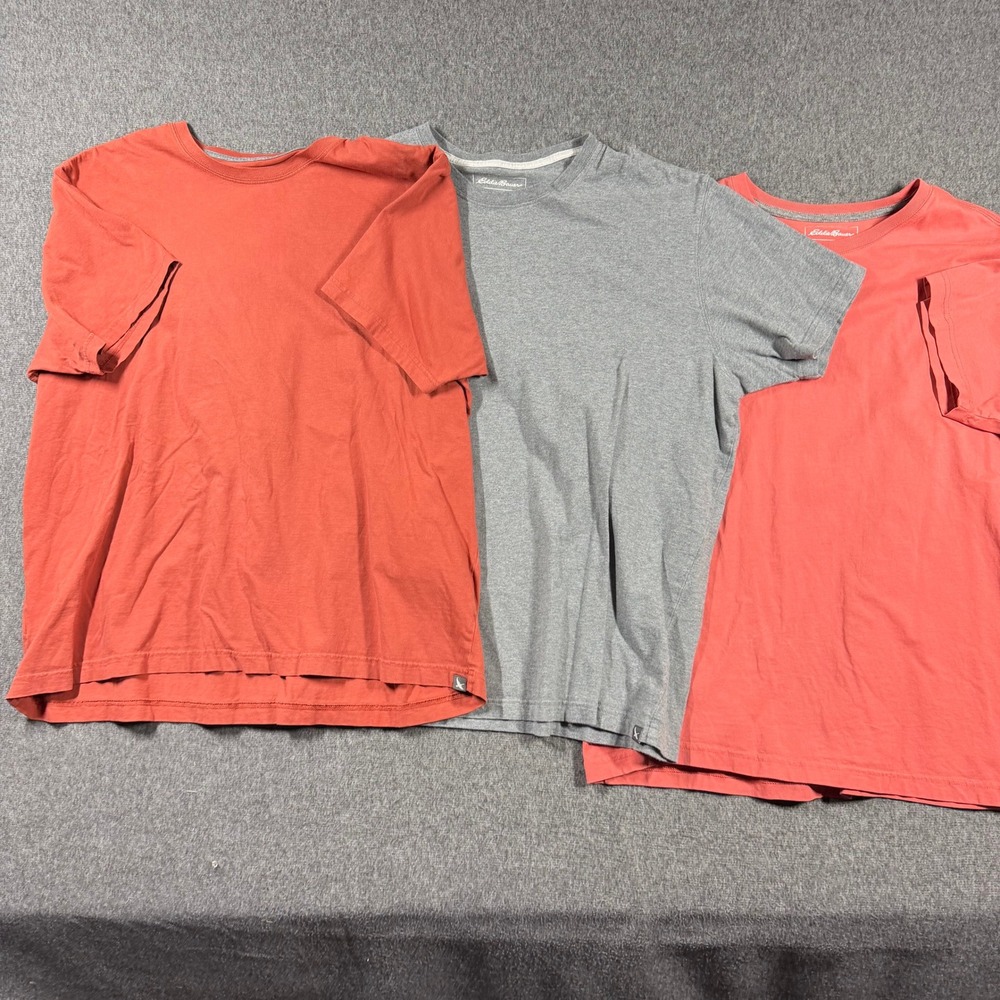 Eddie Bauer Mens 2XL Legendwash T-Shirt Lot of 3 Gray Orange Salmon Short Sleeve